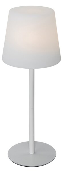 Lampa stołowa biała, ładowana akumulatorem, w tym LED i ściemniacz IP54 - Jude