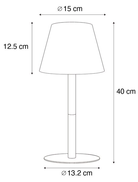 Zestaw 2 czarnych lamp stołowych akumulatorowych 40 cm IP54 - Jude