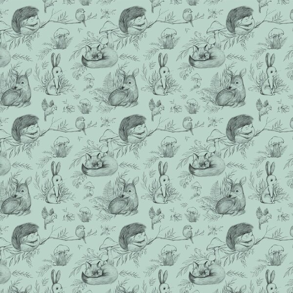 Tapeta Malumi Deer & Friends Mint dla dzieci