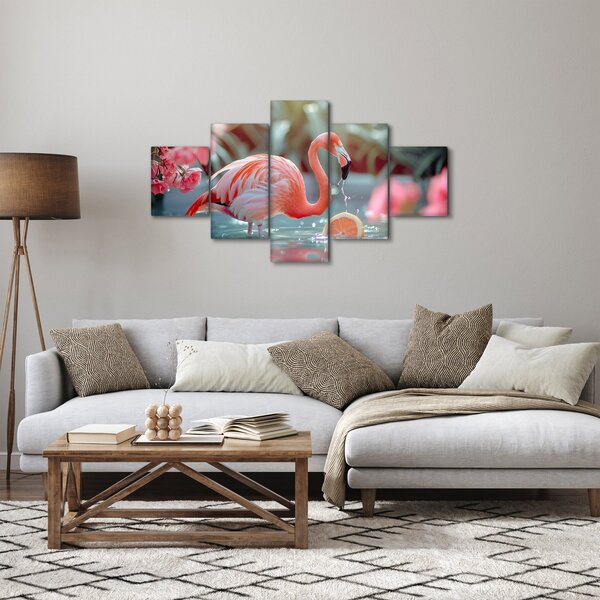 Obraz - Flaming w stawie (125x70 cm)