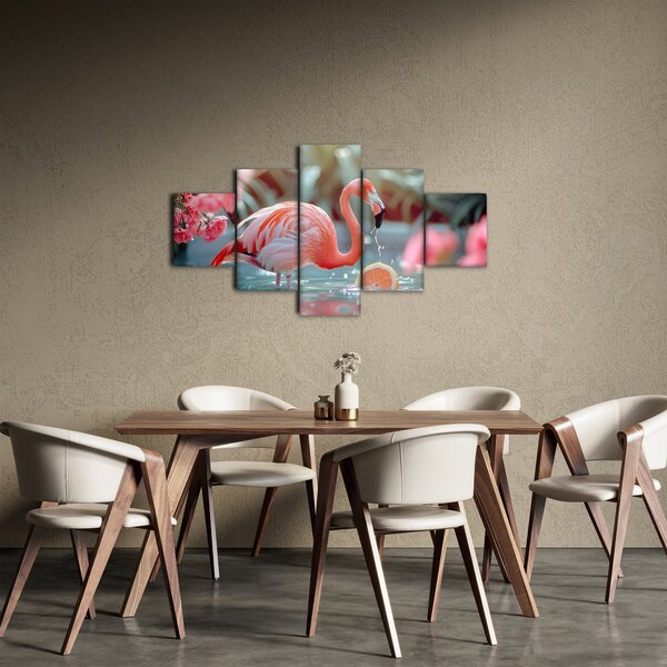 Obraz - Flaming w stawie (125x70 cm)