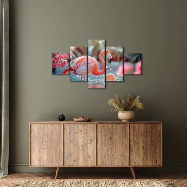 Obraz - Flaming w stawie (125x70 cm)