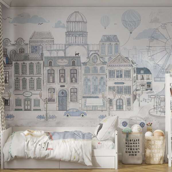Tapeta Malumi LE PETIT PARIS - Blue - Dla Dzieci W Kamienice