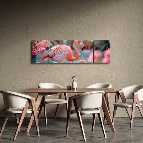 Obraz - Flaming w stawie (170x50 cm)