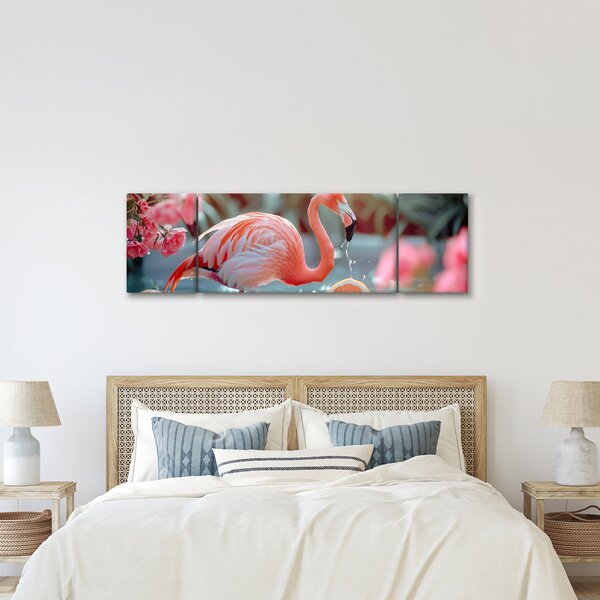 Obraz - Flaming w stawie (170x50 cm)