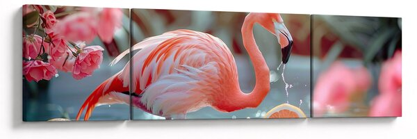 Obraz - Flaming w stawie (170x50 cm)