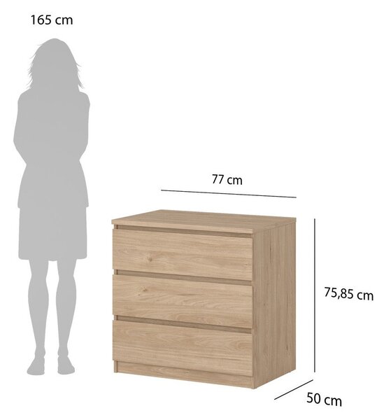 Komoda w dekorze dębu w naturalnym kolorze 77x76x50 cm Naia – Tvilum