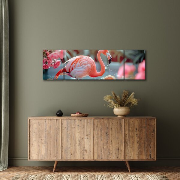 Obraz - Flaming w stawie (170x50 cm)