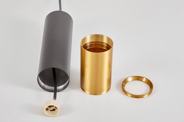 NOWOCZESNA LAMPA WISZĄCA CZARNO-MOSIĘŻNA TUBA LINEO W1