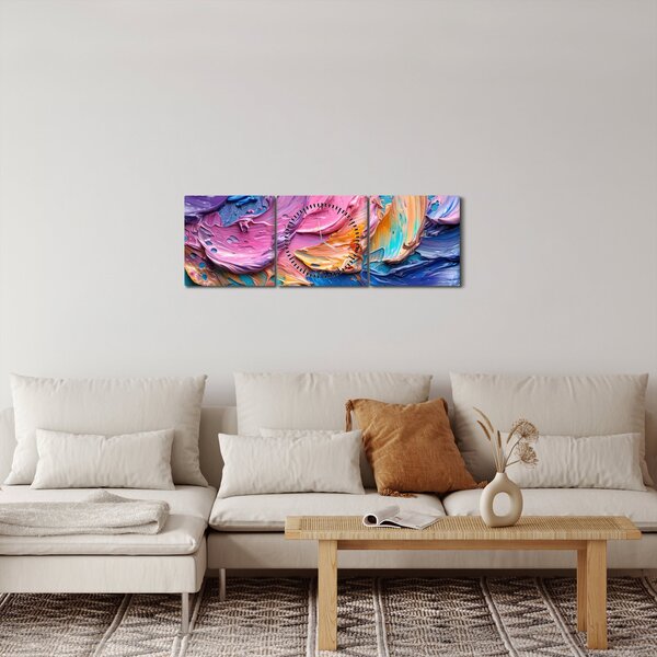 Obraz - Malarstwo olejne (z zegarem) (90x30 cm)