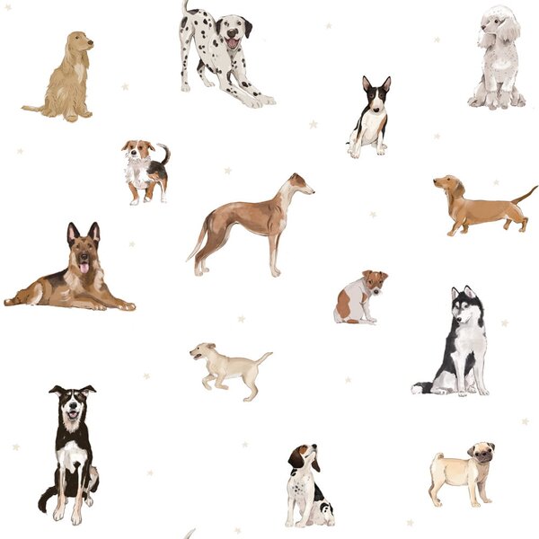 Tapeta do pokoju dla dziecka Dogs are The Best White