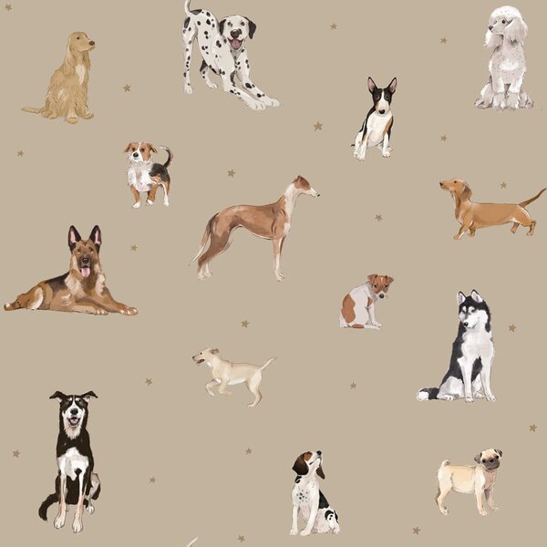 Tapeta do pokoju dla dziecka Dogs are The Best – Beige
