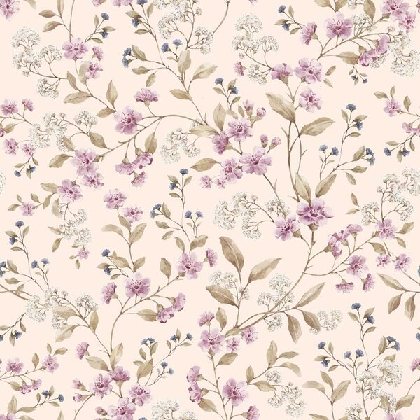 Tapeta do pokoju dla dziecka Meadow in Pink and Blue flower