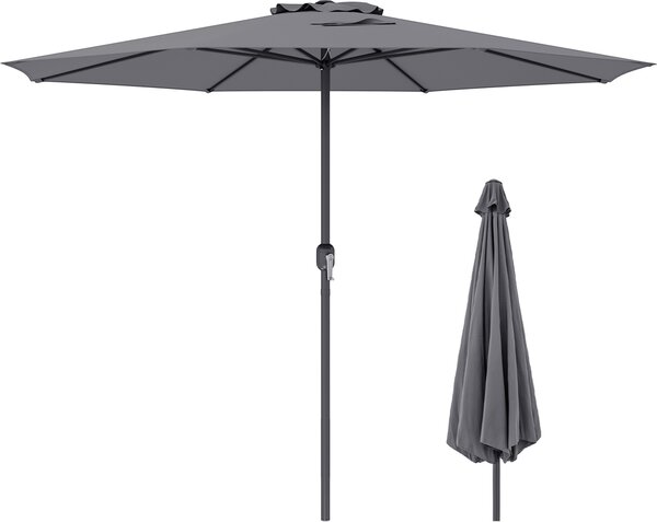 KOMFOTTEU 260/360 cm parasol z korbk, parasol tarasowy z wentylowan czasz, parasol ogrodowy z 8 rozpórkami, parasol rynkowy na pla, do ogrodu, na basen