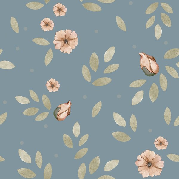 Tapeta do pokoju dla dziecka Little boho flowers blue