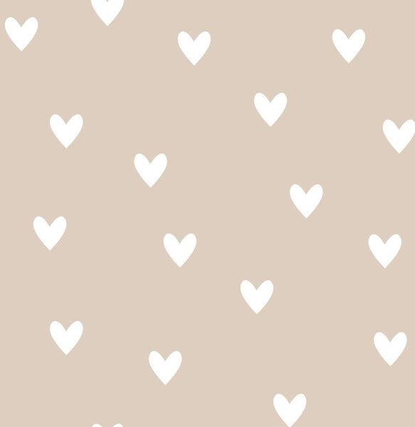 Tapeta do pokoju dla dziecka SIMPLE Hearts Beige