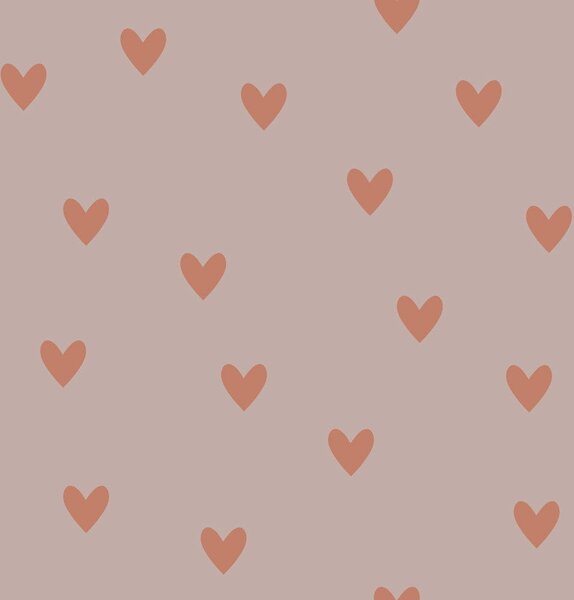 Tapeta do pokoju dla dziecka SIMPLE hearts pink and red brick