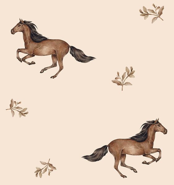 Tapeta do pokoju dla dziecka Horses beige