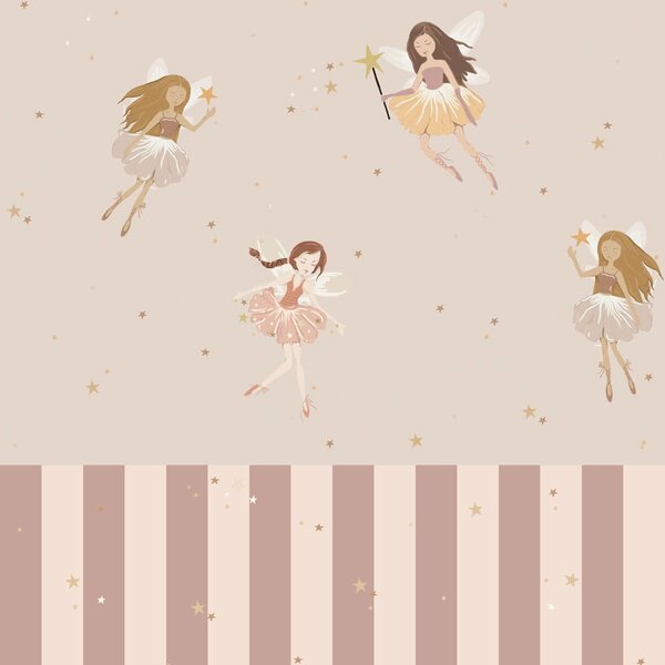 Tapeta do pokoju dla dziecka Fairies beige and stripes