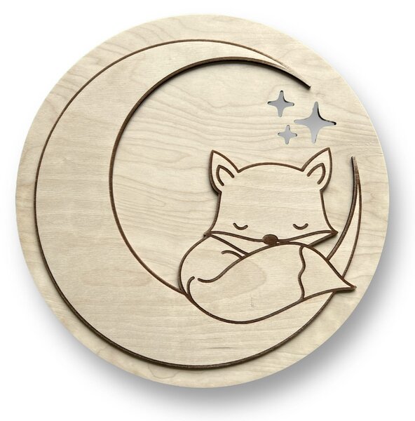 Drewniana lampka nocna „Moonlight Fox” – urocza dekoracja do pokoju dziecka