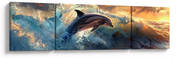 Obraz - Delfin, ilustracje (170x50 cm)