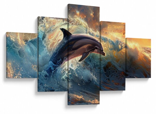 Obraz - Delfin, ilustracje (125x70 cm)