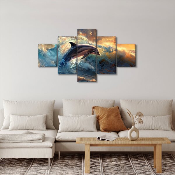 Obraz - Delfin, ilustracje (125x70 cm)