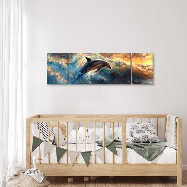 Obraz - Delfin, ilustracje (170x50 cm)