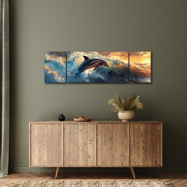 Obraz - Delfin, ilustracje (170x50 cm)