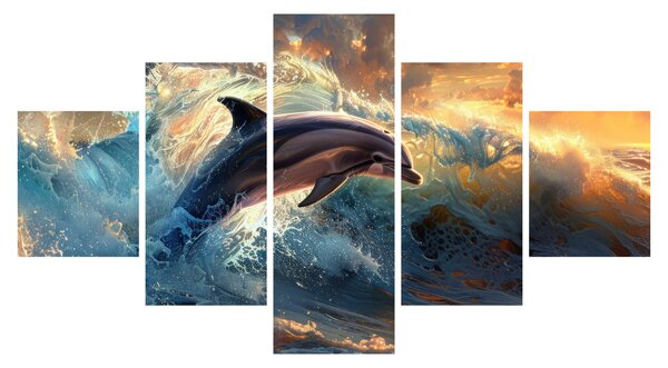 Obraz - Delfin, ilustracje (125x70 cm)
