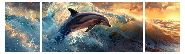 Obraz - Delfin, ilustracje (170x50 cm)
