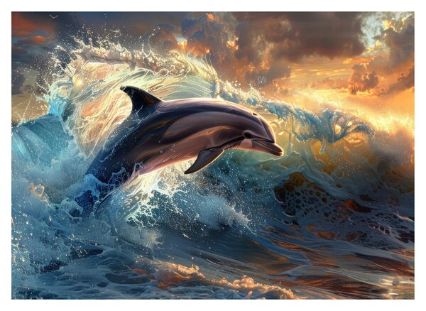 Obraz na szkle - Delfin, ilustracje (70x50 cm)