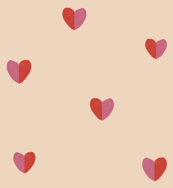 Tapeta do pokoju dla dziecka Hearts Draw Two Colours