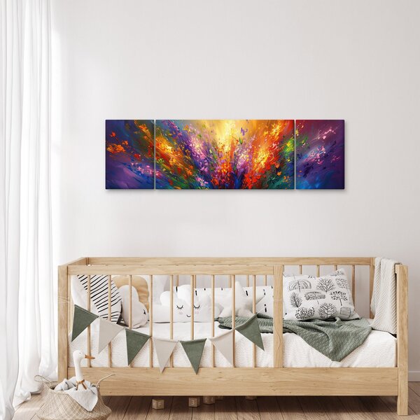 Obraz - Abstrakcja kwiatów (170x50 cm)