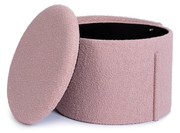Szaroróżowy puf z materiału bouclé Anthea – Yes Everyday