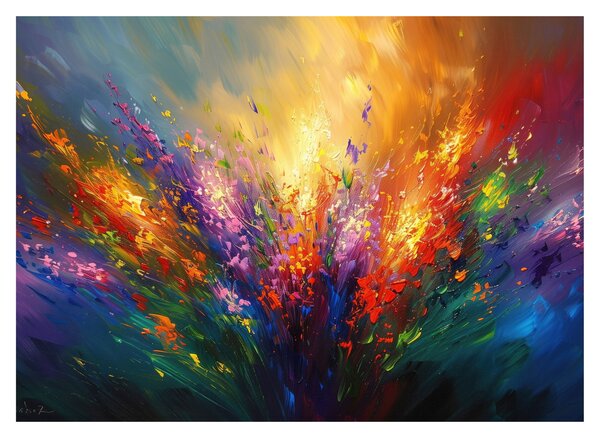 Obraz na szkle - Abstrakcja kwiatów (70x50 cm)