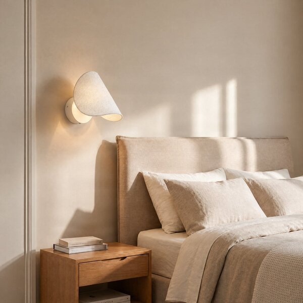 Lampa Ścienna Lucande, Tamani, ściemnialny, beżowy, salon, tkanina | tekstylia, design