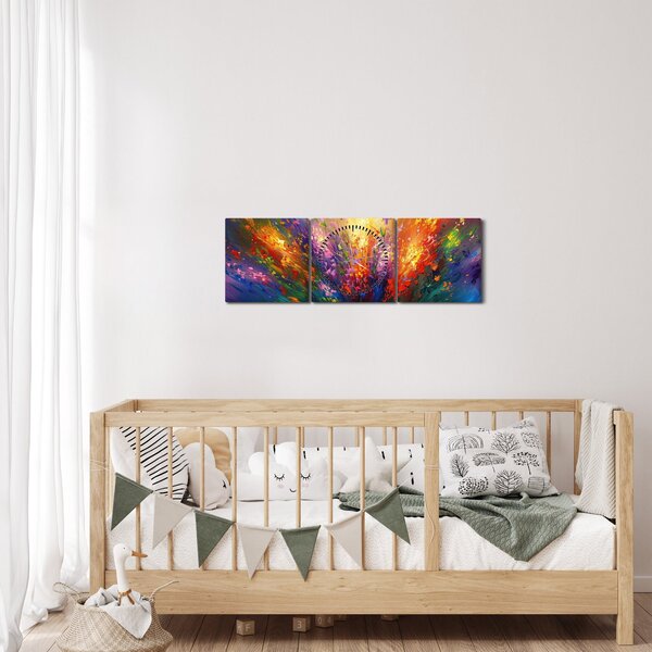 Obraz - Abstrakcja kwiatów (z zegarem) (90x30 cm)