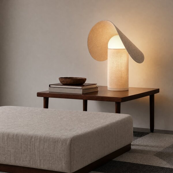 Lampa Stołowa Lucande, Tamani, ściemnialny, beżowy, salon, tkanina | tekstylia, design