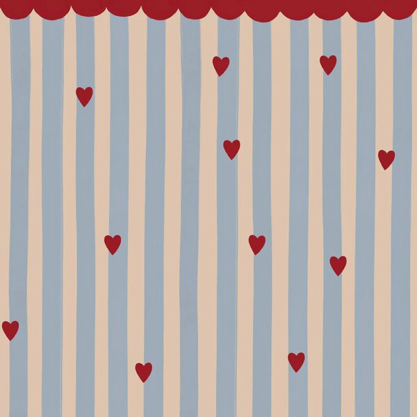 Tapeta do pokoju dla dziecka French hearts stripes