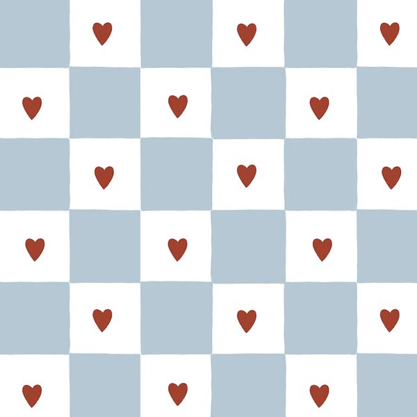 Tapeta do pokoju dla dziecka French hearts check