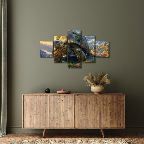 Obraz - Żółw i górski krajobraz (125x70 cm)