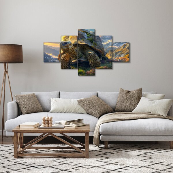 Obraz - Żółw i górski krajobraz (125x70 cm)