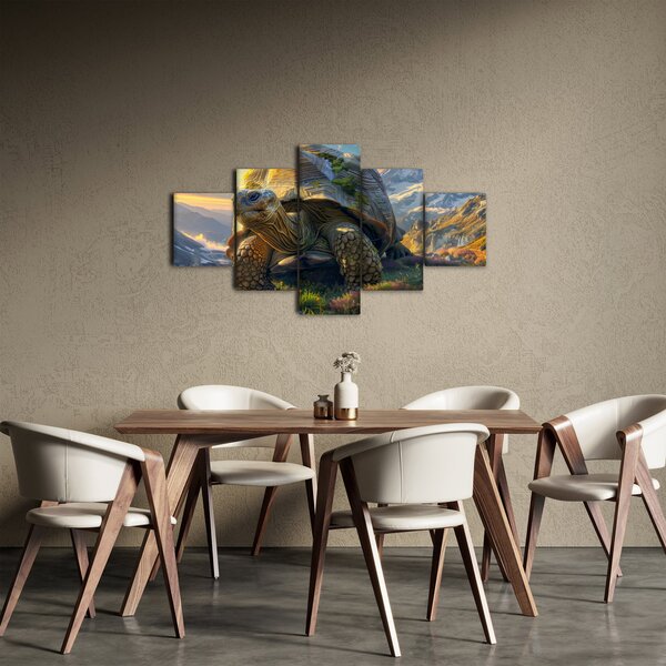 Obraz - Żółw i górski krajobraz (125x70 cm)