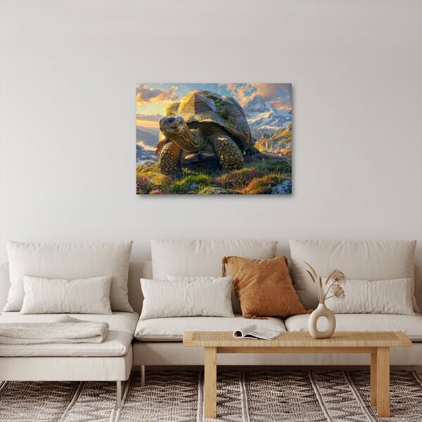 Obraz - Żółw i górski krajobraz (70x50 cm)