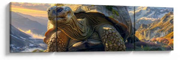 Obraz - Żółw i górski krajobraz (170x50 cm)