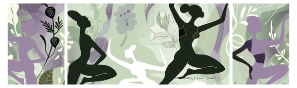 Obraz - Ilustracja przedstawiająca tancerzy (170x50 cm)
