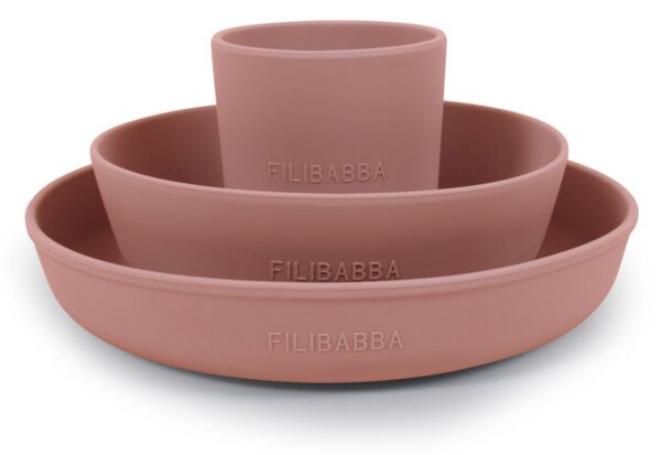 Filibabba Silikonowy zestaw obiadowy Rose