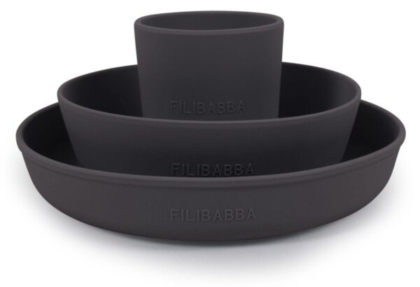 Filibabba Silikonowy zestaw obiadowy Stone grey