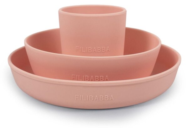 Filibabba Silikonowy zestaw obiadowy Peach